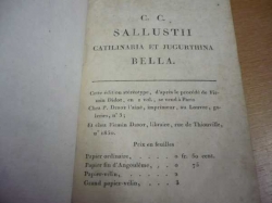 Sallustii - C. C. Sallustii Catilinaria et Jugurthina Bella (1801) latinsky