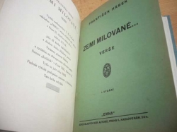 František Hrbek - Zemi milované (1942) ed. Mladých nár. autorů