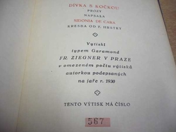 Sidonia De Cara - Dívka s kočkou (1930) Číslovaný výtisk č. 567. Podepsáno autorkou