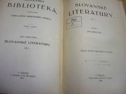Jan Máchal - Slovanské literatury I. a II. díl. (1922)