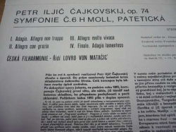 LP ČAJKOVSKIJ - Symfonie č.6 Patetická (ř.Matačić)