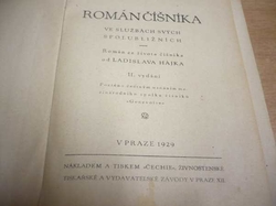 Ladislav Hájek - Román číšníka (1929) ed. Románová knihovna Reformy